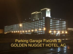 Hotel Parking Garage lit up by Olympia's fixtures