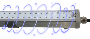 Olympia's UVC disinfection lighting with decorative swirls